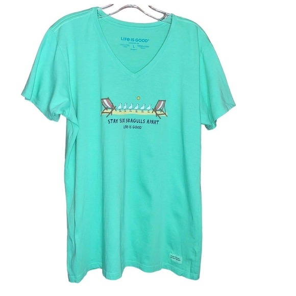 Life is Good Womens Crusher T Tshirt Light Green Large - Picture 1 of 6